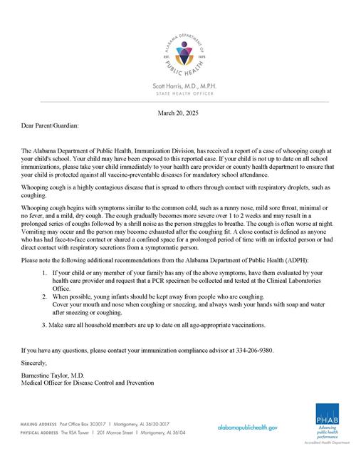 Pertussis Notification