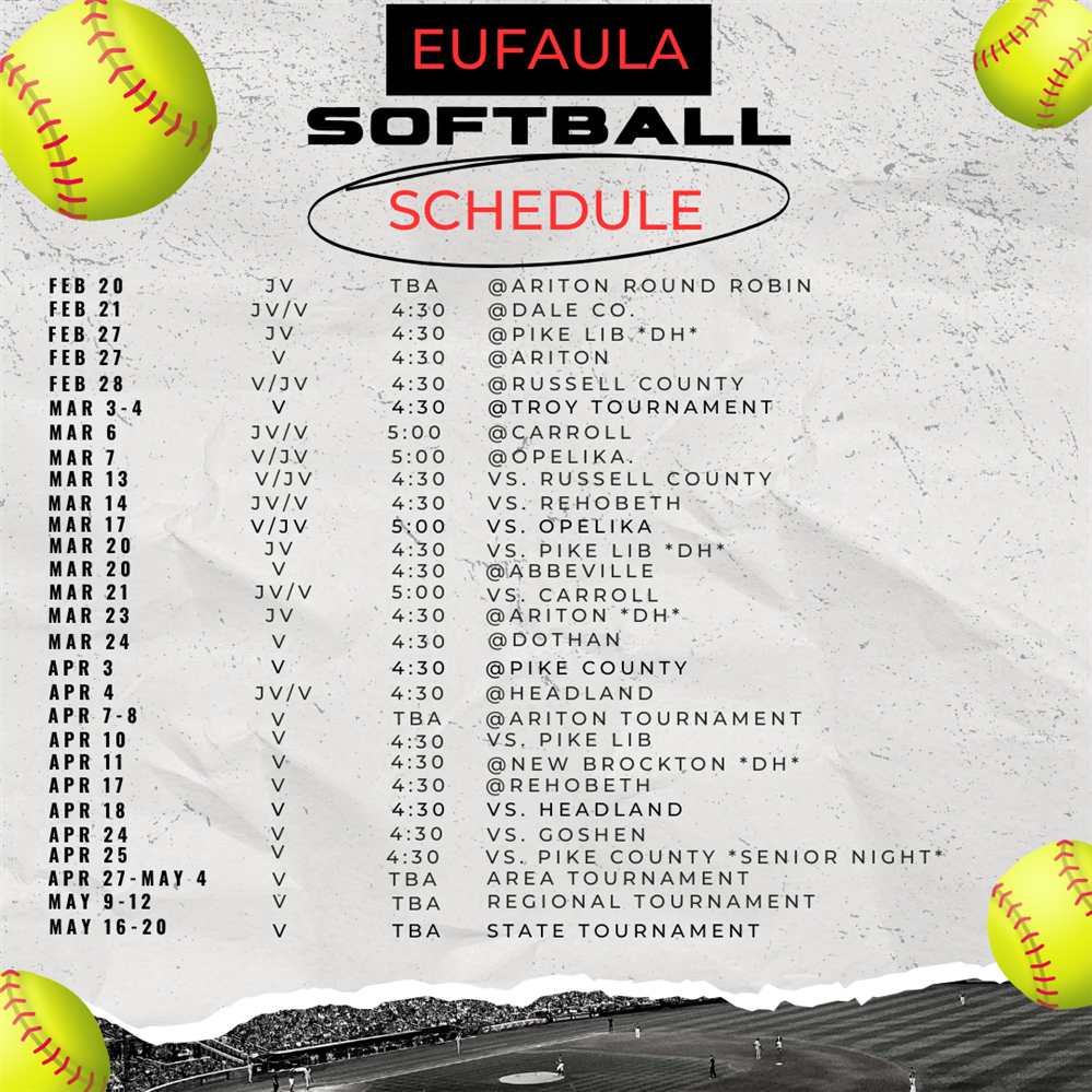 EHS Softball Schedule