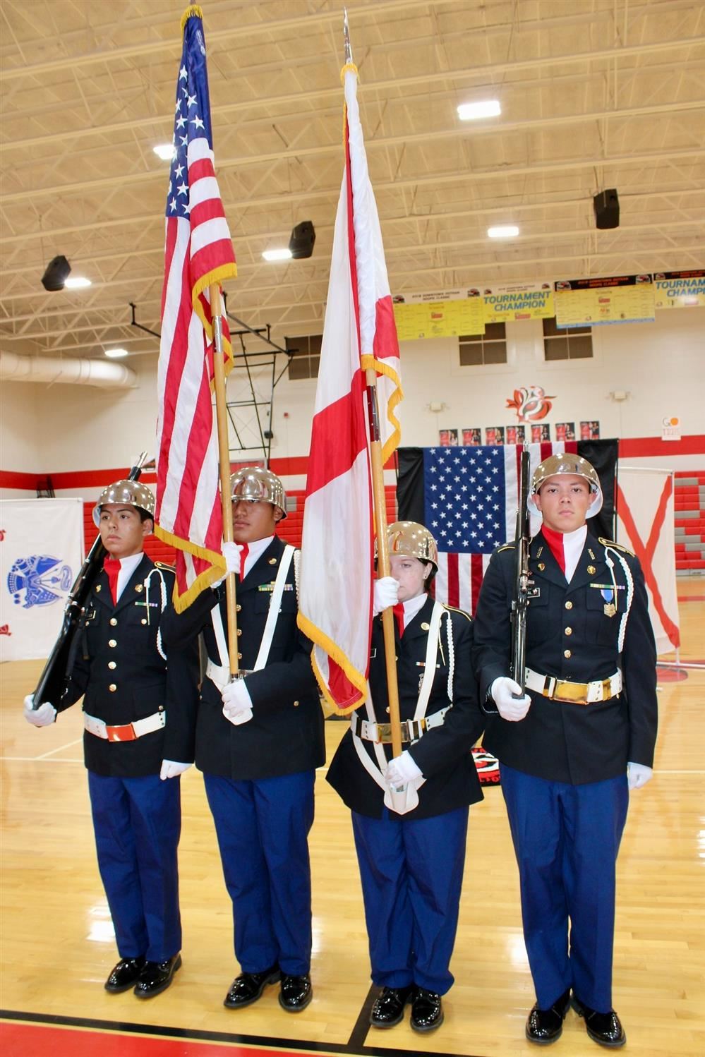  JROTC Members Presenting Colors